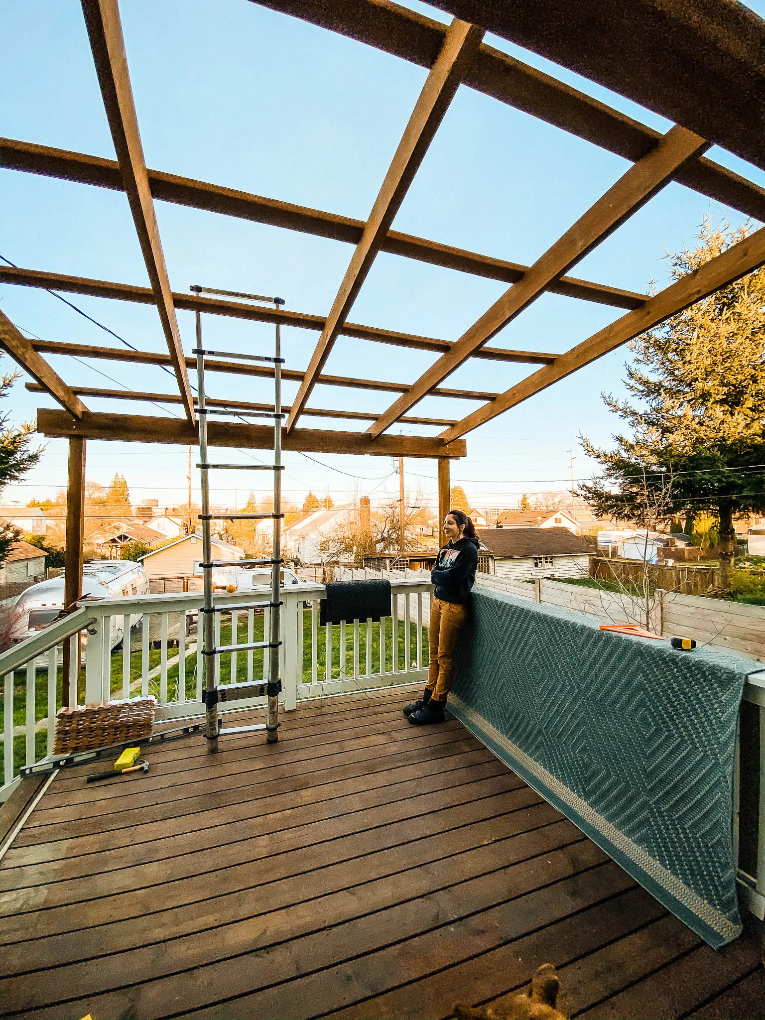 diy deck patio shelter build
