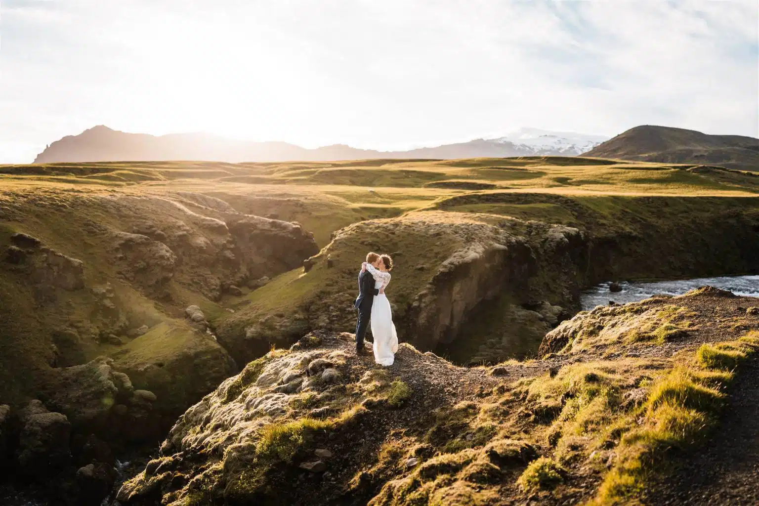 couple eloping in highlands of iceland